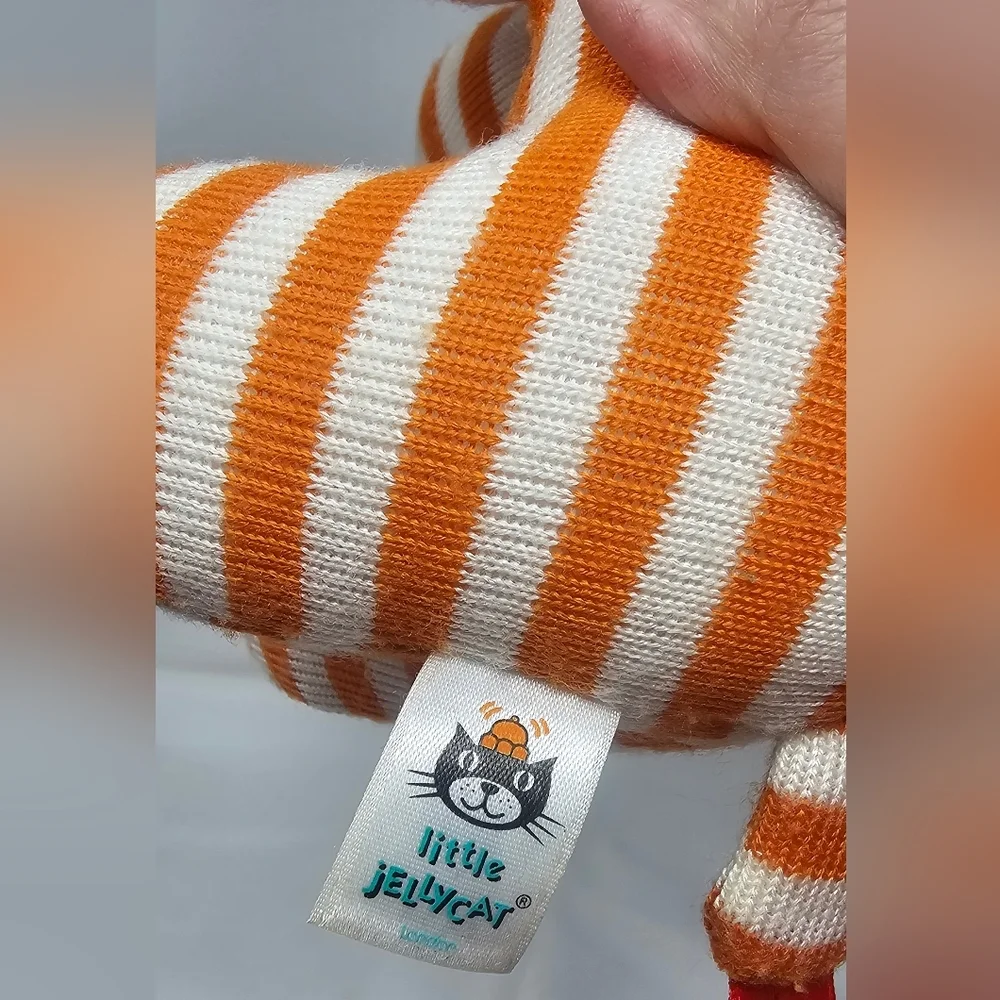 Jellycat Striped Orange White Geoffery Giraffe Soft Baby Chime Rattle Toy 9 in - Picture 10 of 13